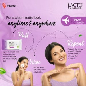 Lacto Calamine Oil Control Wipes with Neem,VitaminB3 and Aloe Parabens & Alcohol free Makeup Remover  (60 Wipes)