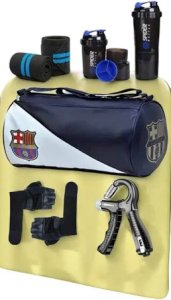 Gym Kit with Duffle Bag, Resistance Bands, Shaker Bottle,Hand Griper & Gloves