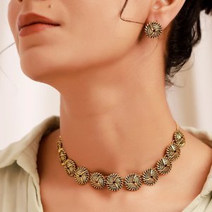 Woven Collar Necklace Set – Contemporary Ethnic Charm  – Onam Offer